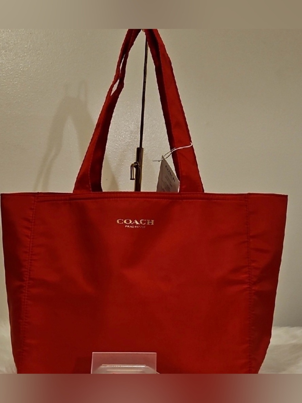 Coach Red Nylon Tote with Shoulder Straps